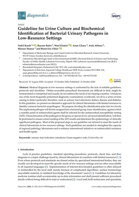Guideline for Urine Culture and Biochemical Identification of .